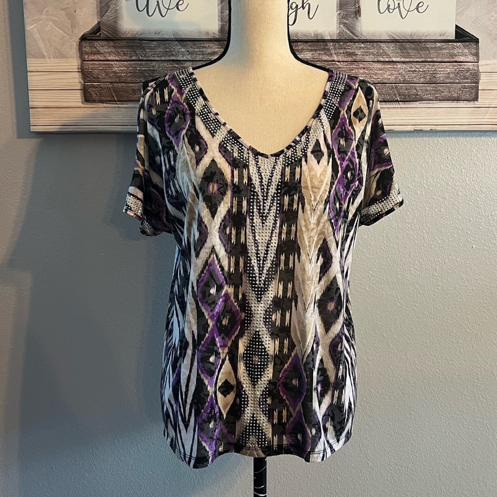 ♥️Beach Inc. Woman’s Cold Shoulder Top with Rhinestones Size Large